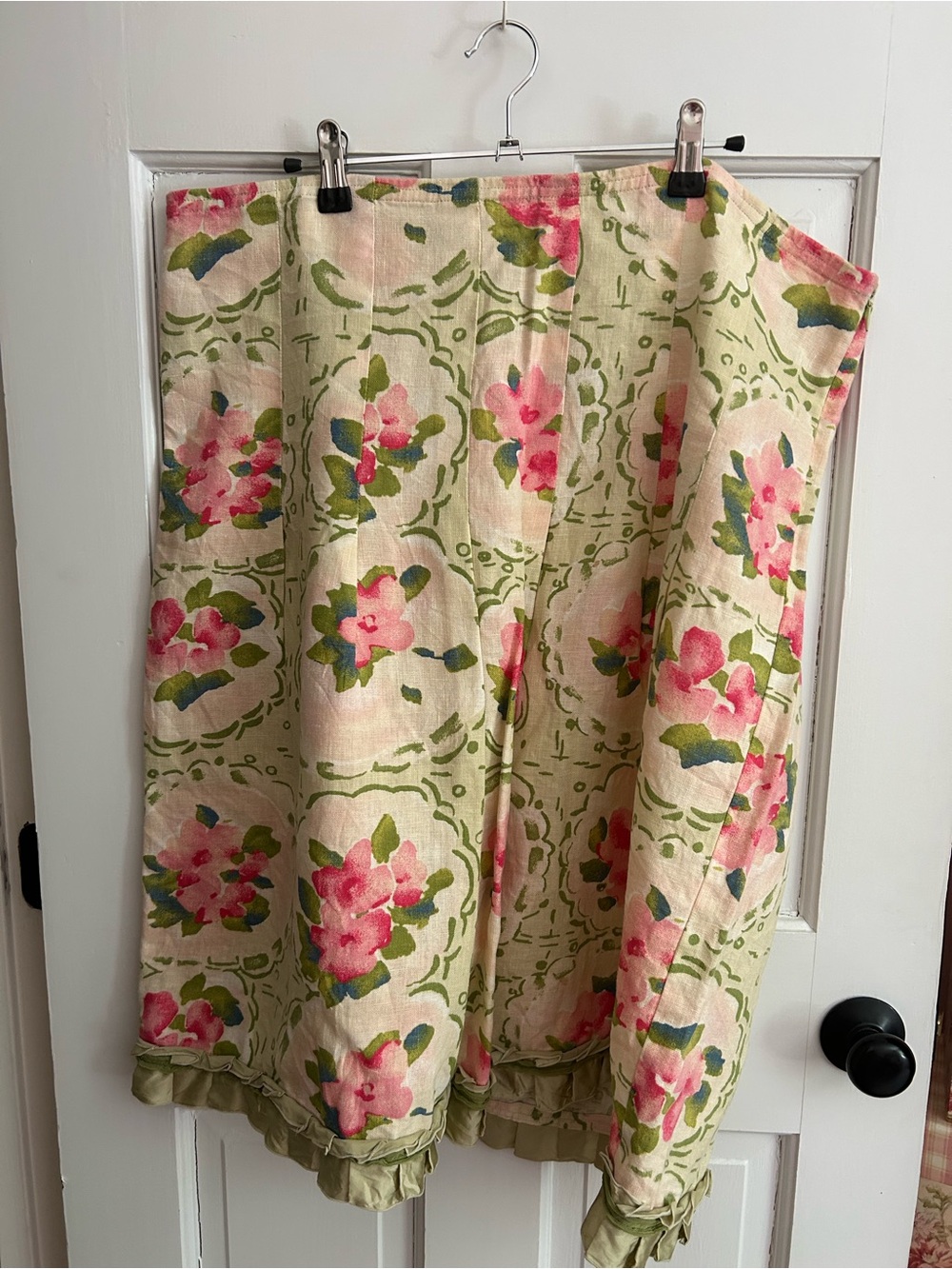 J. Jill Cream Midi Skirt with Pink Floral Print